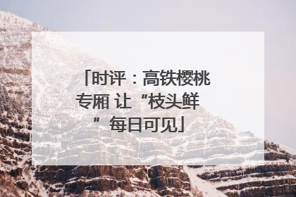 时评：高铁樱桃专厢 让“枝头鲜”每日可见
